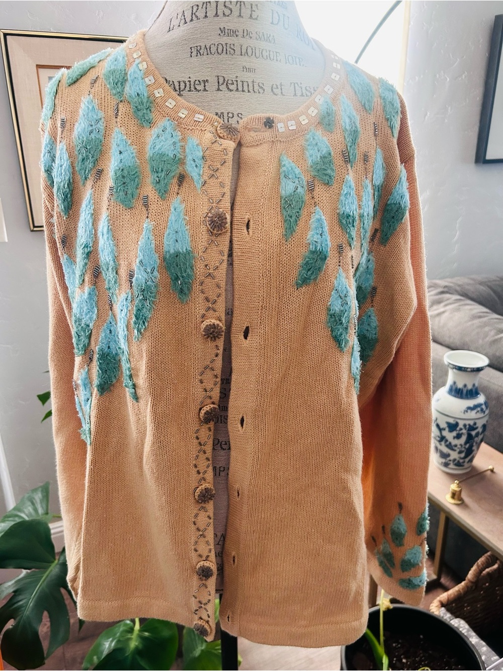 vintage Storybook Knits embellished cardigan sweater
